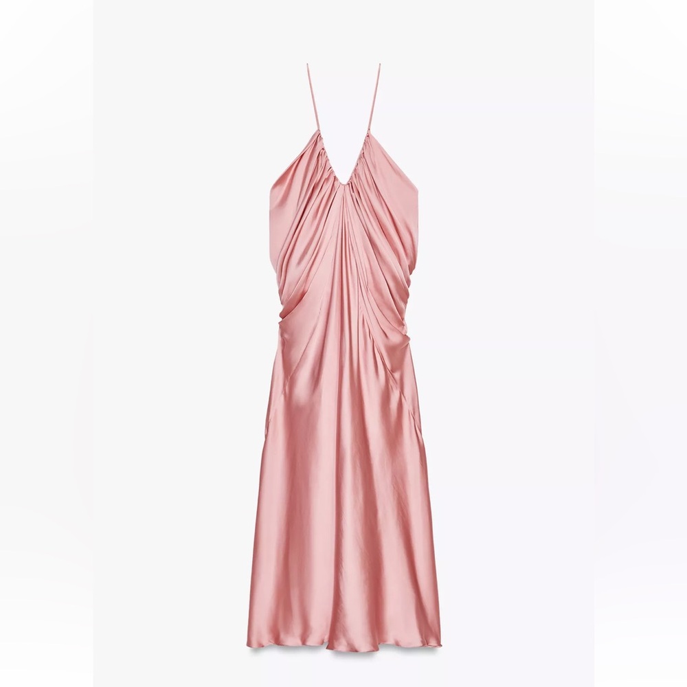 Zara Bloggers Fave Blush Satin Dress